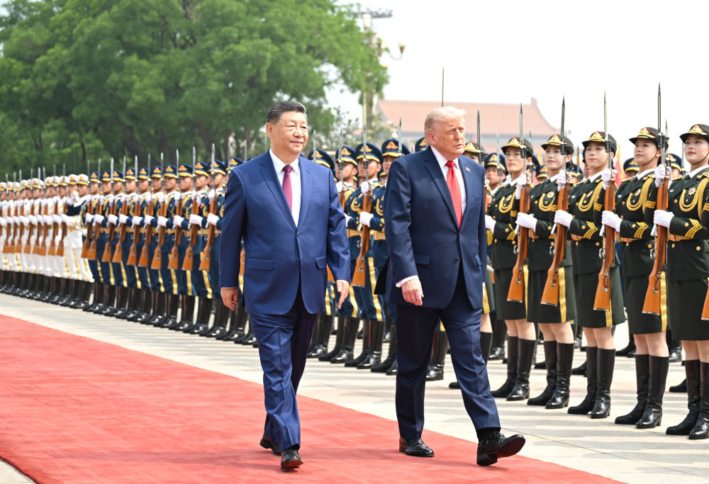 習近平国家主席がトランプ米大統領の歓迎式典を開催