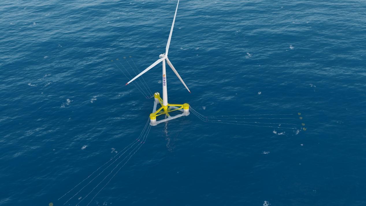 「図強号」20MW級浮体式洋上風力発電実証機のイメージ図。画像提供：取材先