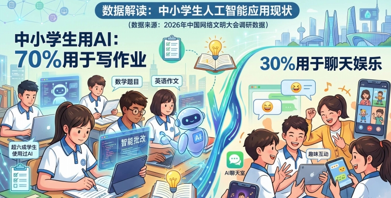 「AIを使ったことがある」中国の小中高校生は6割以上　70％は宿題に、30％は会話・娯楽