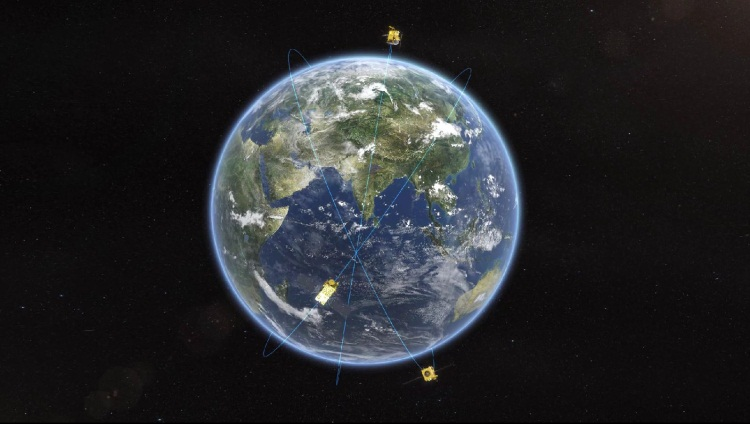 海洋2号シリーズ衛星のネットワーク運用模式図。画像提供:航天科技集団第五研究院