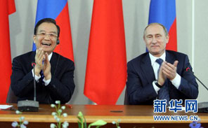温家宝総理とプーチン首相の共同記者会見