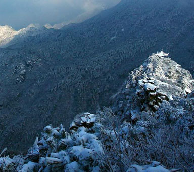 江西省盧山の雪景色