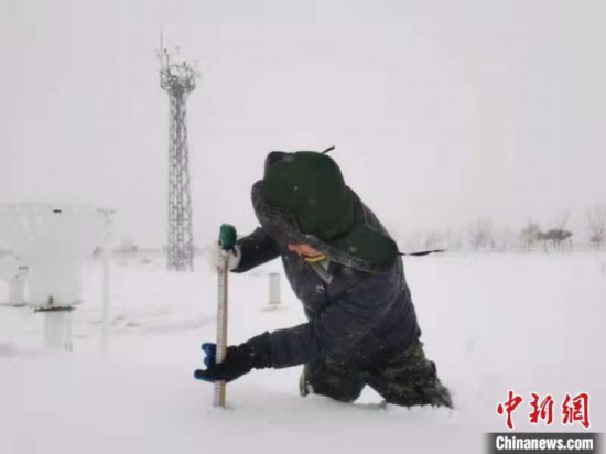 「ドカ雪」に見舞われた内モンゴル通遼市（画像は通遼気象局が提供）。