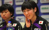 上海で卓球世界ジュニア選手権大会　日本の平野美宇選手が人気
