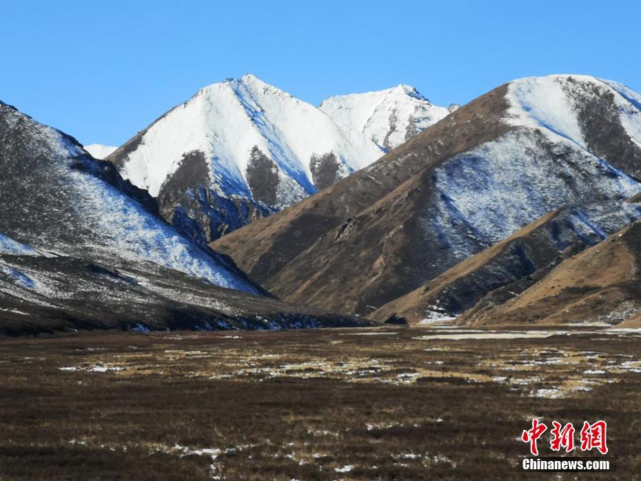白い雪に覆われた甘粛省張掖市の山丹軍馬場（撮影・呉学珍）。 