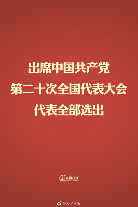 中国共産党第20回全国代表大会の代表を選出