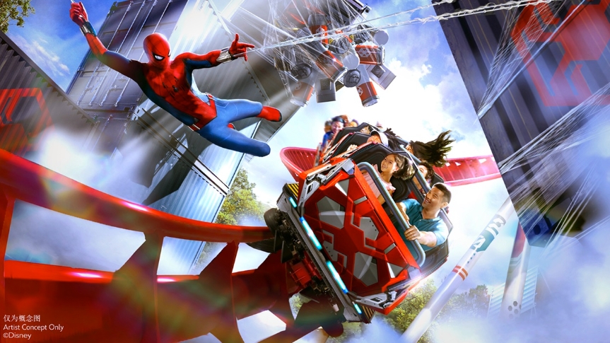 上海ディズニーランドでスパイダーマン・テーマエリアの起工式