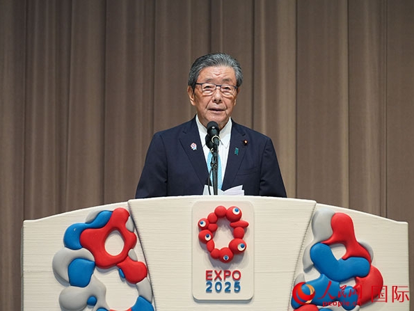 挨拶する自民党の森山裕幹事長。（撮影・許可）