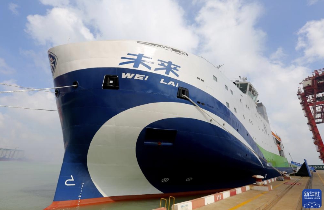中国初の深海遠洋グリーン・スマート技術試験船「未来号」が連雲港に到着　江蘇省