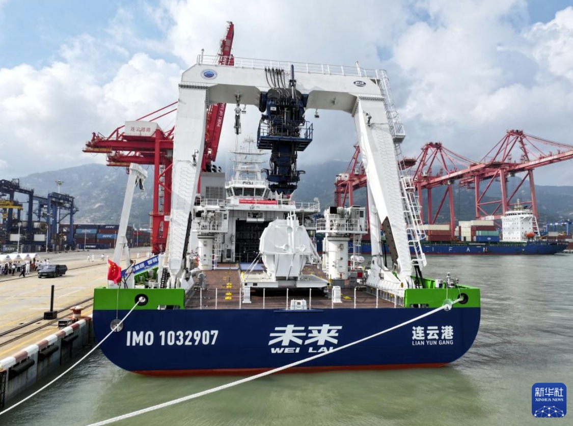 中国初の深海遠洋グリーン・スマート技術試験船「未来号」が連雲港に到着　江蘇省