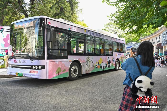 全国運動会開幕控え、パンダをテーマにした路線バス車両の運行開始　広東省