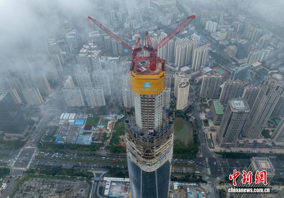 海南一の高層ビル「海南中心」コアチューブ構造の主体工事が完成