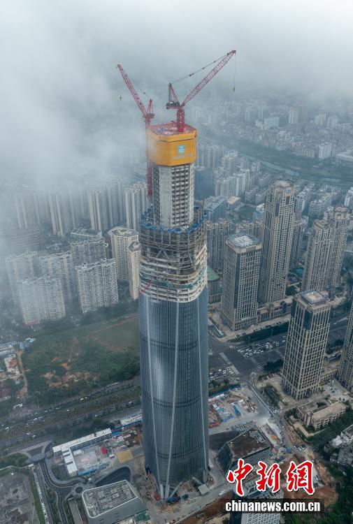 海南一の高層ビル「海南中心」コアチューブ構造の主体工事が完成