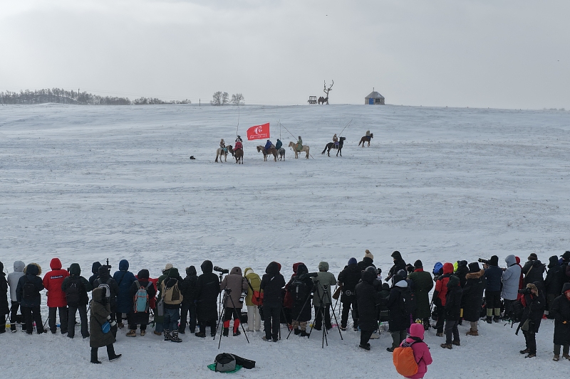 冬の烏蘭布統草原で馬が疾走する圧巻の光景　内蒙古