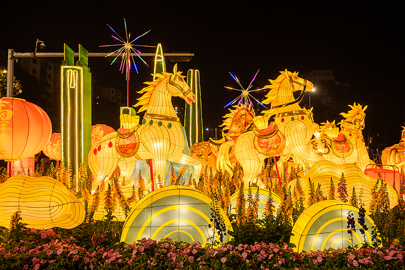 春節の祝賀ムード一色に包まれた深センのフラワーマーケット　広東省